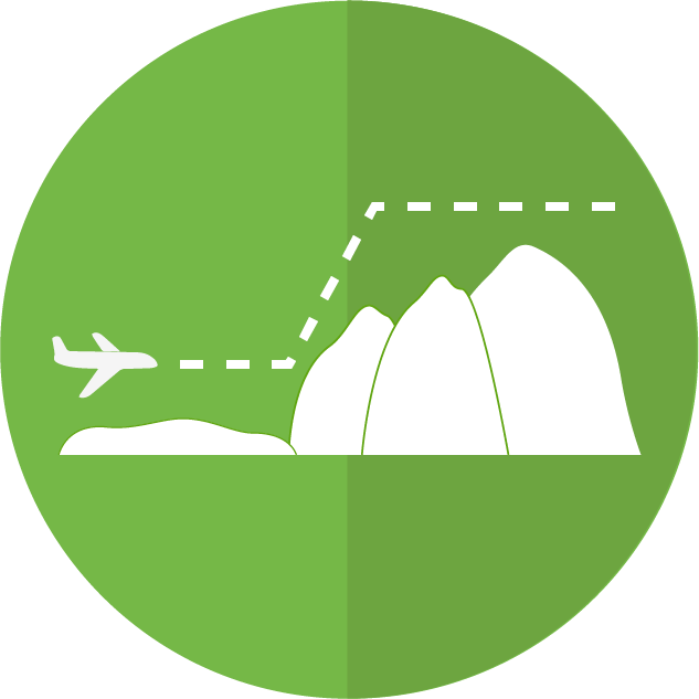 plane going on path over mountains