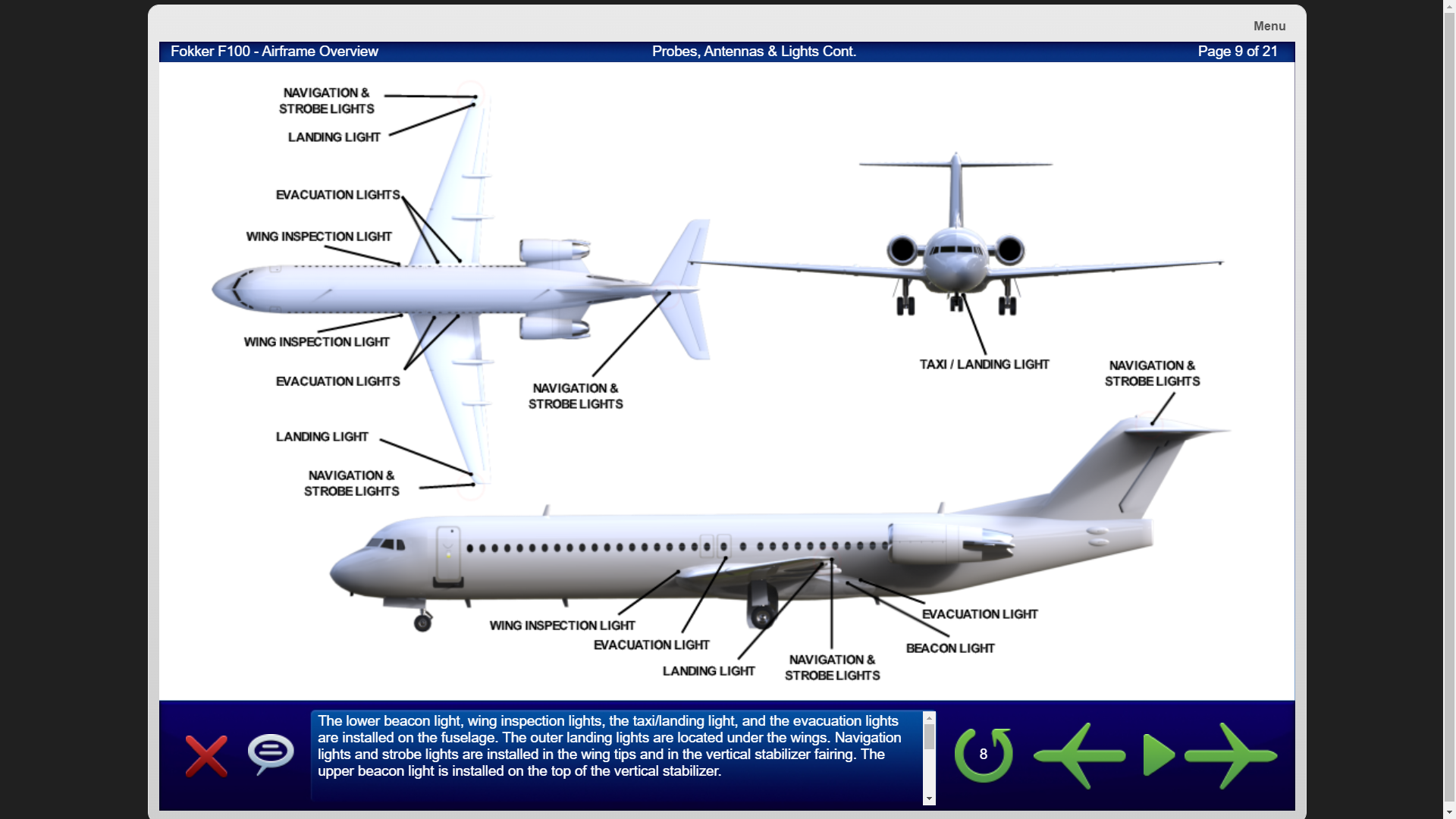 Fokker F100 Course example