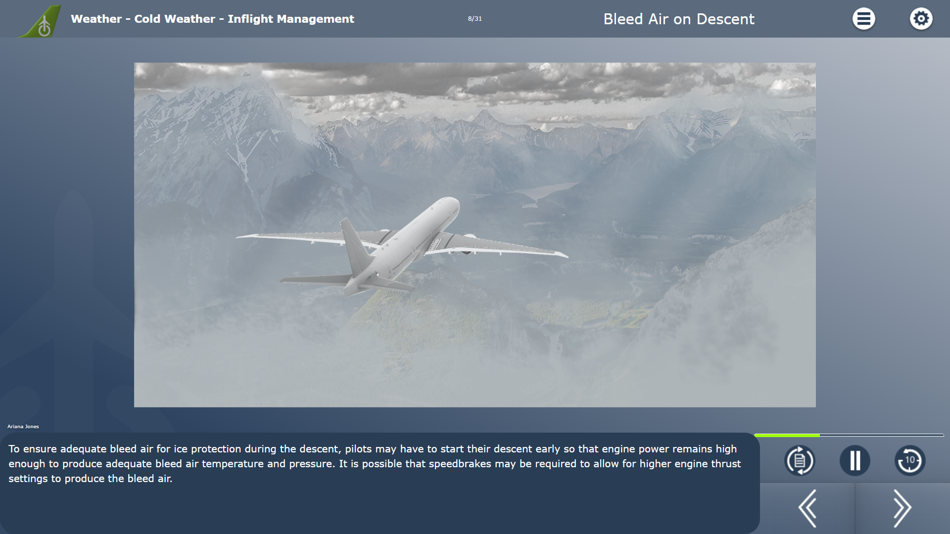 cold weather - bleed air on descent inflight management