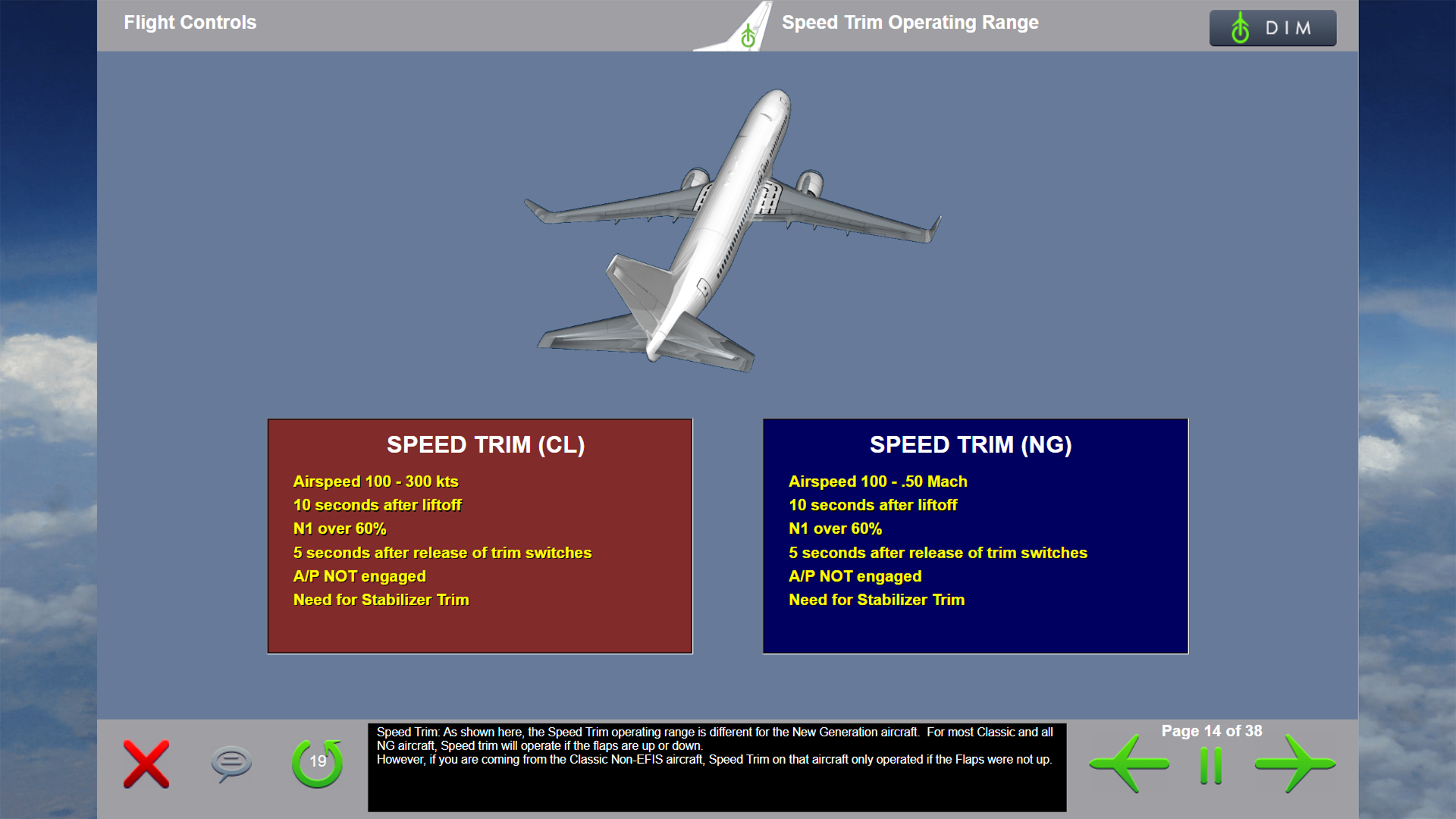 B737 Classic to B737NG Differences course example