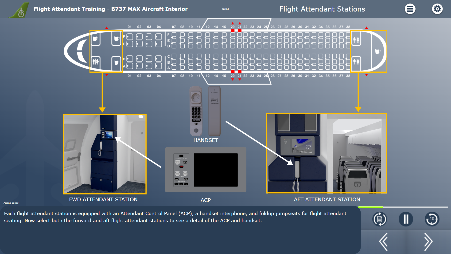 737 MAX Aircraft Interior - flight attendant stations